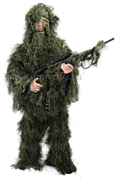 Костюм маскировочный "ЛЕС" Ghillie Suit (Леший, Кикимора) для охоты ЗЕЛЕНОГО цвета