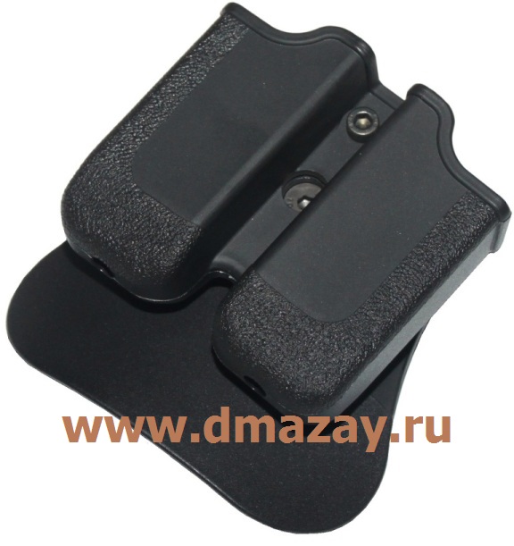 Чехол (подсумок) поясной поворотный для двух запасных магазина (обойм) пистолета Glock (Глок) IMI Defense (ИМИ ДЕФЕНС) IMI-Z2000 (MP00) из усиленного полимера цвет черный    