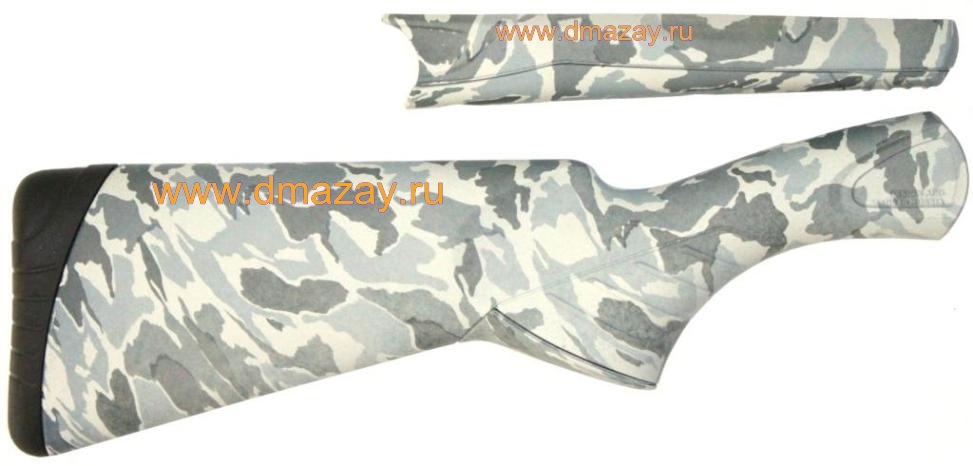 Приклад и цевье (комплект) для охотничьего ружья ИЖ-18 (MP-18), ИЖ-18М (MP-18М) и ИЖ-18ЕM (MP-18ЕM) пластик камуфляж. Вариант зимний лес (темный) ИЖМЕХ