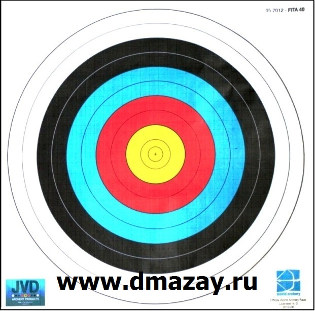 Мишень лучная арбалетная стандартная JVD TARGET FACE FITA диаметром 40 см армированная