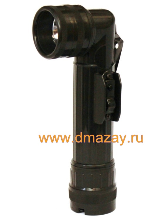 Фонарь армейский (военный) угловой со сменными светофильтрами Max Fuchs (MFH) 26123A 2-Cell D Military Anglehead Flashlight Large Black черного цвета