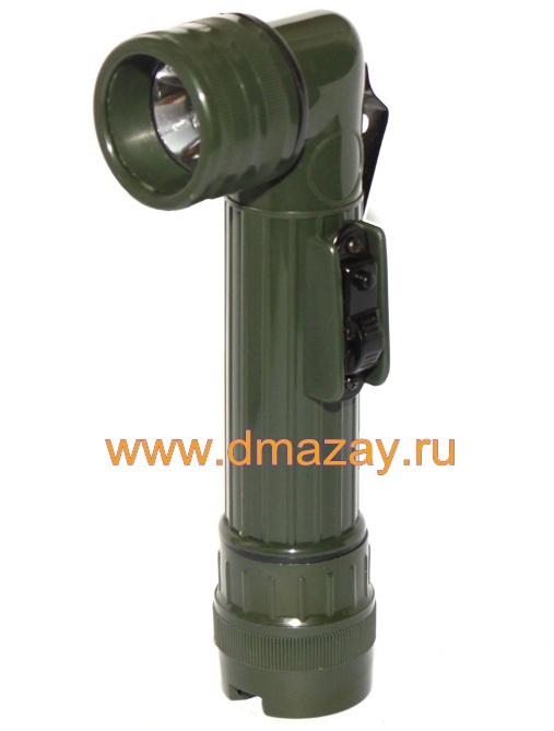 Фонарь армейский (военный) угловой со сменными светофильтрами Max Fuchs (MFH) 26163B 2-Cell C Military Angle head Flashlight Medium Olive зеленого цвета