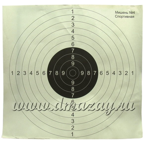 Мишень для стрельбы №4 Спортивная бумажная с кругами, черно-белая 500 х 500 мм, комплект 10 шт