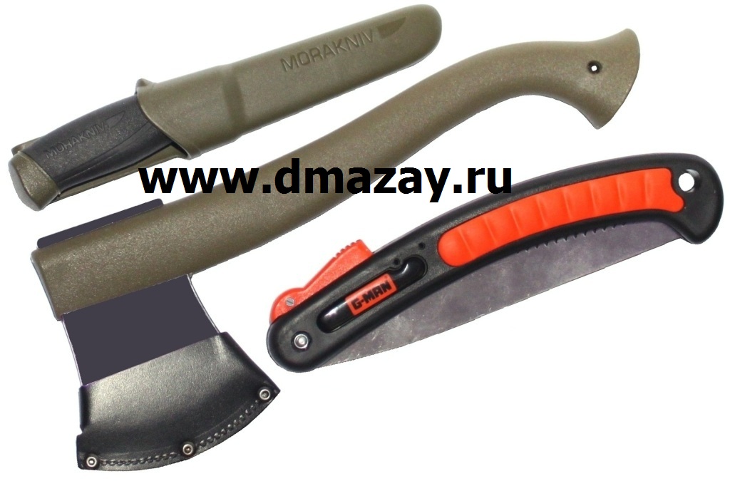 Набор охотника, рыбака и туриста (топор, нож и складная пила) MORAKNIV (Муракнив, Мора Кнайв) Beaver Cut 11003 в кордуровом чехле