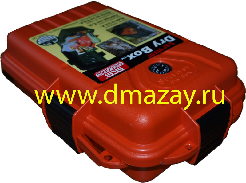 Коробка (кейс, бокс) водонепроницаемая MTM S1072-35 Survivor Dry Box для хранения и переноски документов, наборов выживания, предметов первой необходимости и электроники, плавающая, ОРАНЖЕВАЯ с компасом и зеркальным отражателем 