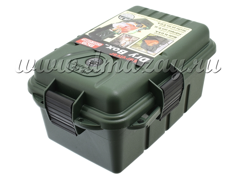 Коробка (кейс, бокс) водонепроницаемая MTM S1074-11 Survivor Dry Box для хранения и переноски документов, наборов выживания, предметов первой необходимости и электроники, плавающая, ЗЕЛЕНАЯ с компасом и зеркальным отражателем