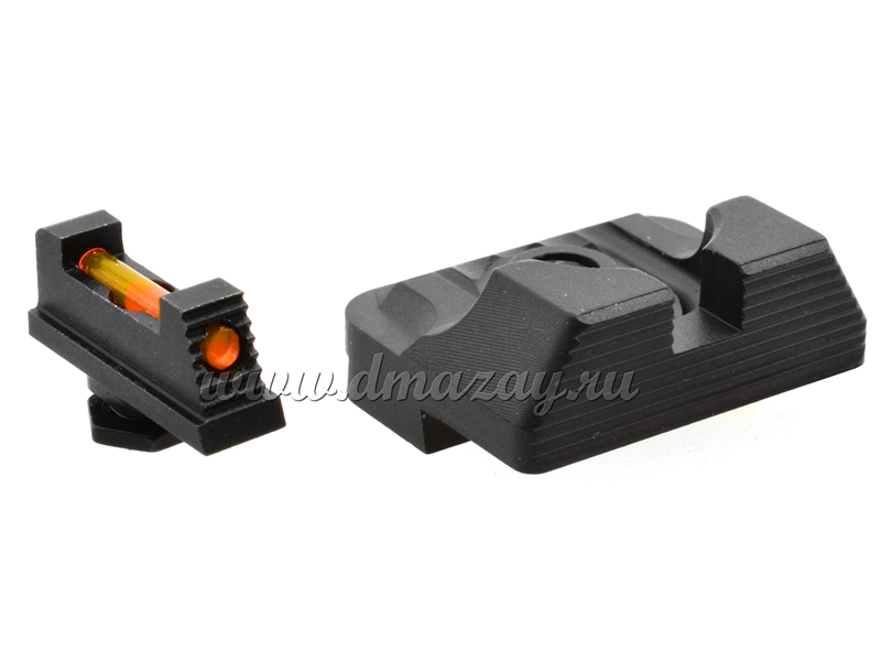 Мушка оптоволоконная с целиком для автоматического пистолета Glock (Глок) 17, 19, 20, 21, 22, 23, 25, 26, 27, 28, 29, 30, 31, 32, 34, 35