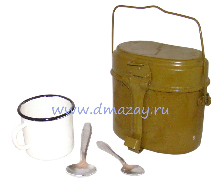 Походный набор: Армейский (солдатский) котелок, стальная эмалированная кружка, столовая ложка