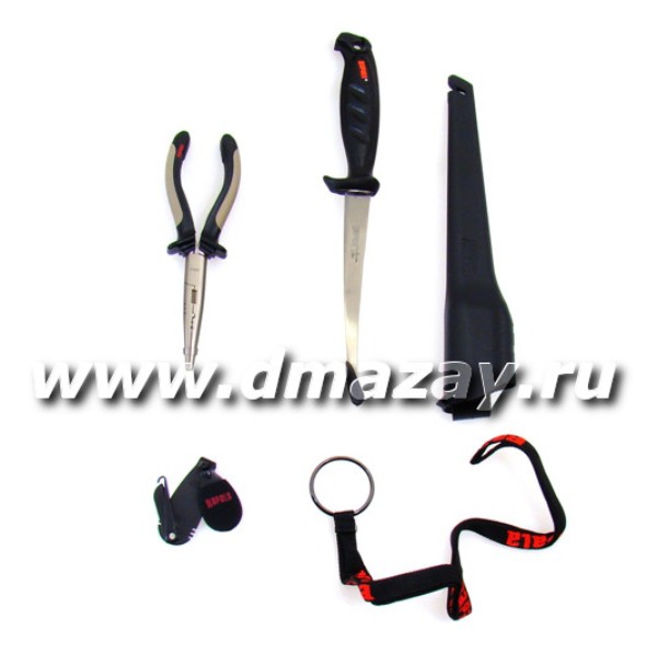 Набор рыбака 4 в 1 Rapala (Рапала) RTC-6P136C: Плоскогубцы, кусачки для ногтей, нож, брелок