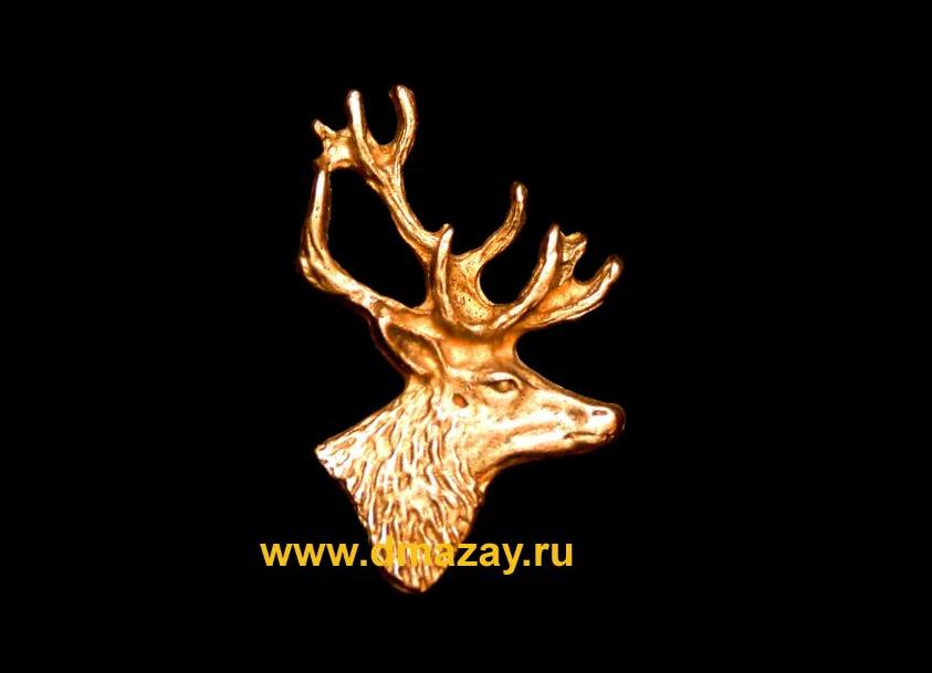 Значок на лацкан пиджака плюмаж ОЛЕНЬ (голова) бронза