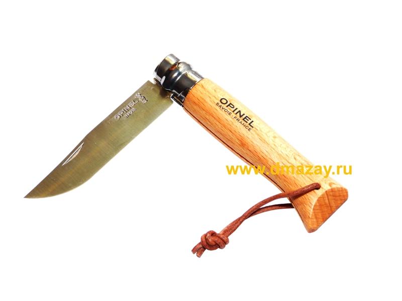 Складной нож с темляком Opinel (Опинель) Tradition 8VRI 001321 (№08 Inox) с  длиной лезвия 8,3 см Франция