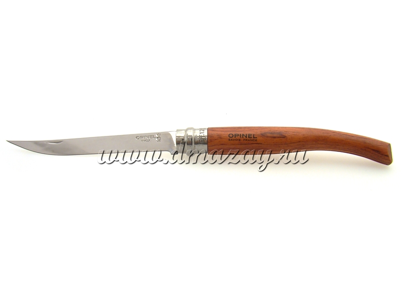 Нож филейный складной Opinel (ОПИНЕЛЬ) Effile 12 Bubinga (Бубинга - красное дерево) с длиной лезвия 12 см, арт. 000011