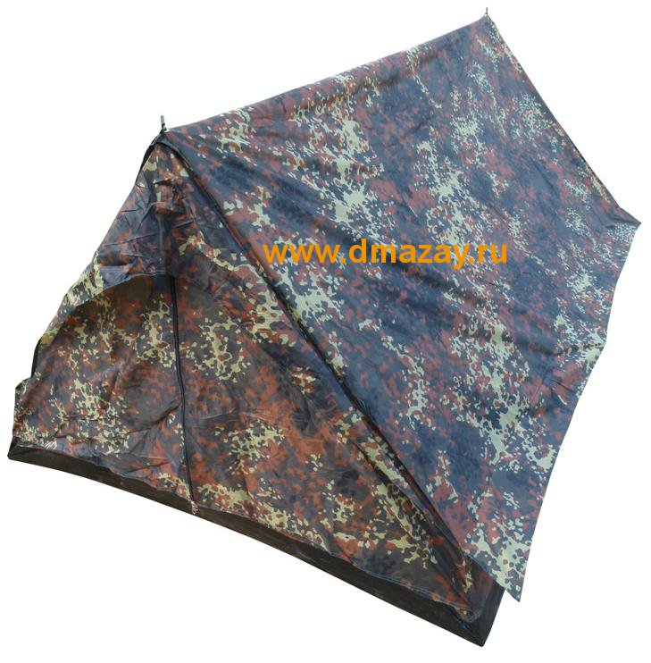 Палатка двухместная Minipack flecktarn Nylon 190T PU с противомоскитной сеткой непромокаемое дно MFH 32123V