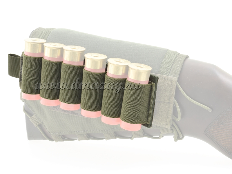 Съемный патронташ на 6 патронов 12 калибра с липучкой-Velcro, цвет Олива