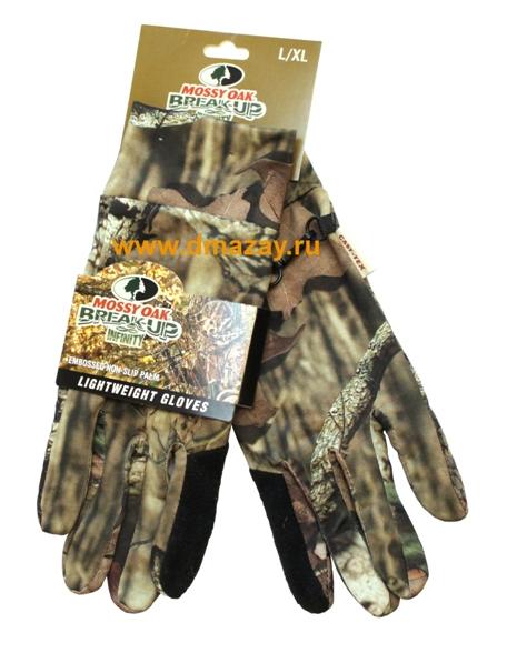 Перчатки Cast-Tex антимоскитные с протирками оптики камуфлированные Mossy OAK Break UP Lightweight Gloves c нескользящей системой Non-slip Palm