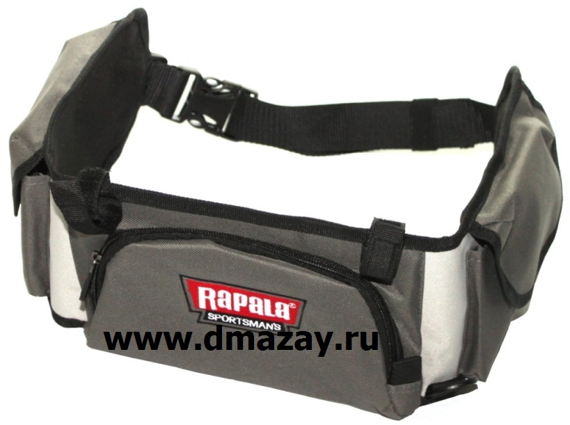 Сумка – пояс универсальная для рыбалки RAPALA (РАПАЛА) 46007-2 Sportsman’s 10 Tackle Belt серая