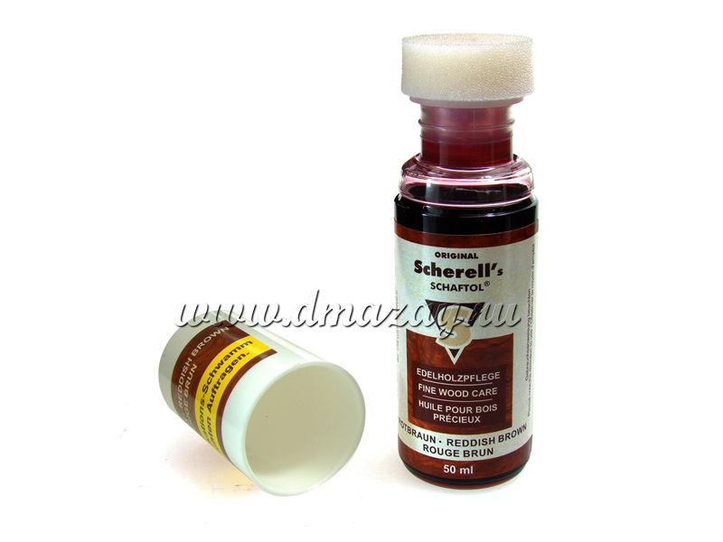 Средство для обработки дерева Schaftol Scherell’s REDDISH BROWN (красновато-коричневый) 23815 с губкой для равномерного нанесения, 50ml