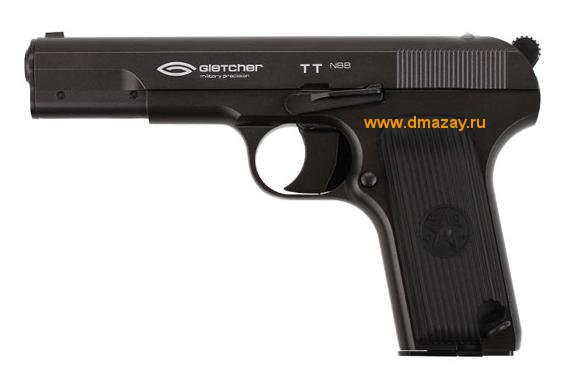 Пистолет Gletcher TT NBB 4,5 мм газобаллонный Глетчер ТТ NBB пневматический калибр .177 металлический черный 40497